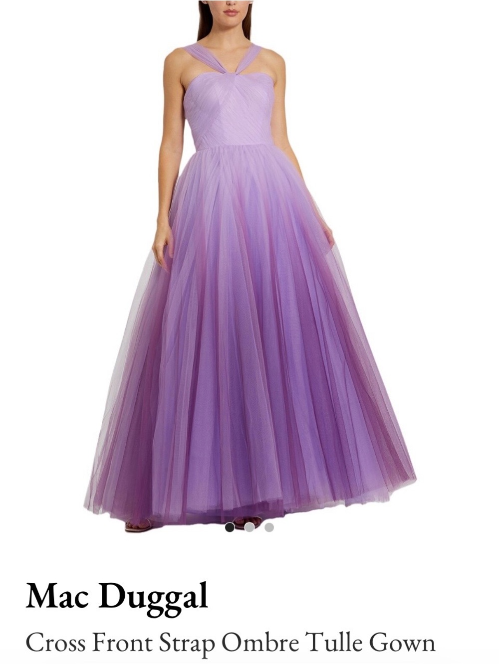 Mac Duggal Lavender to Purple Ombre Tulle Gown with Cross Front Straps